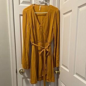 Miami Mustard Long Sleeve Wrap Dress
